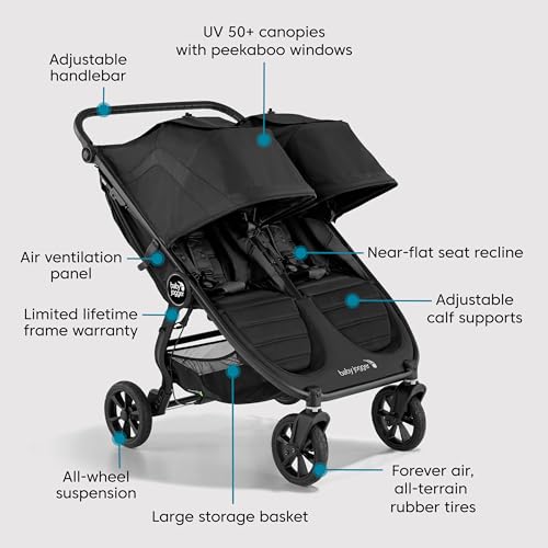 Baby Jogger City Mini GT2 All-Terrain Lightweight Stroller with Forever Air Tires One-Hand Fold and All-Wheel Suspension Pike Exclusive Includes Belly Bar Leatherette Handlebar & Premium Fabric