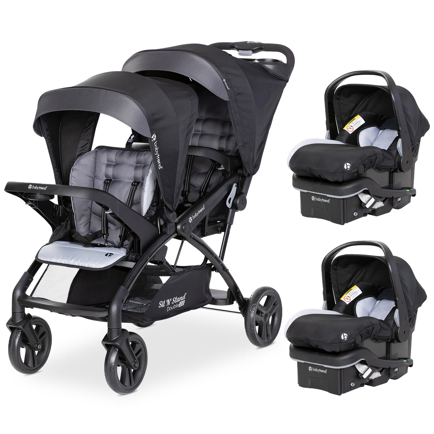 Double Stroller Travel System with Infant Car Seats, Lightweight Tandem Design