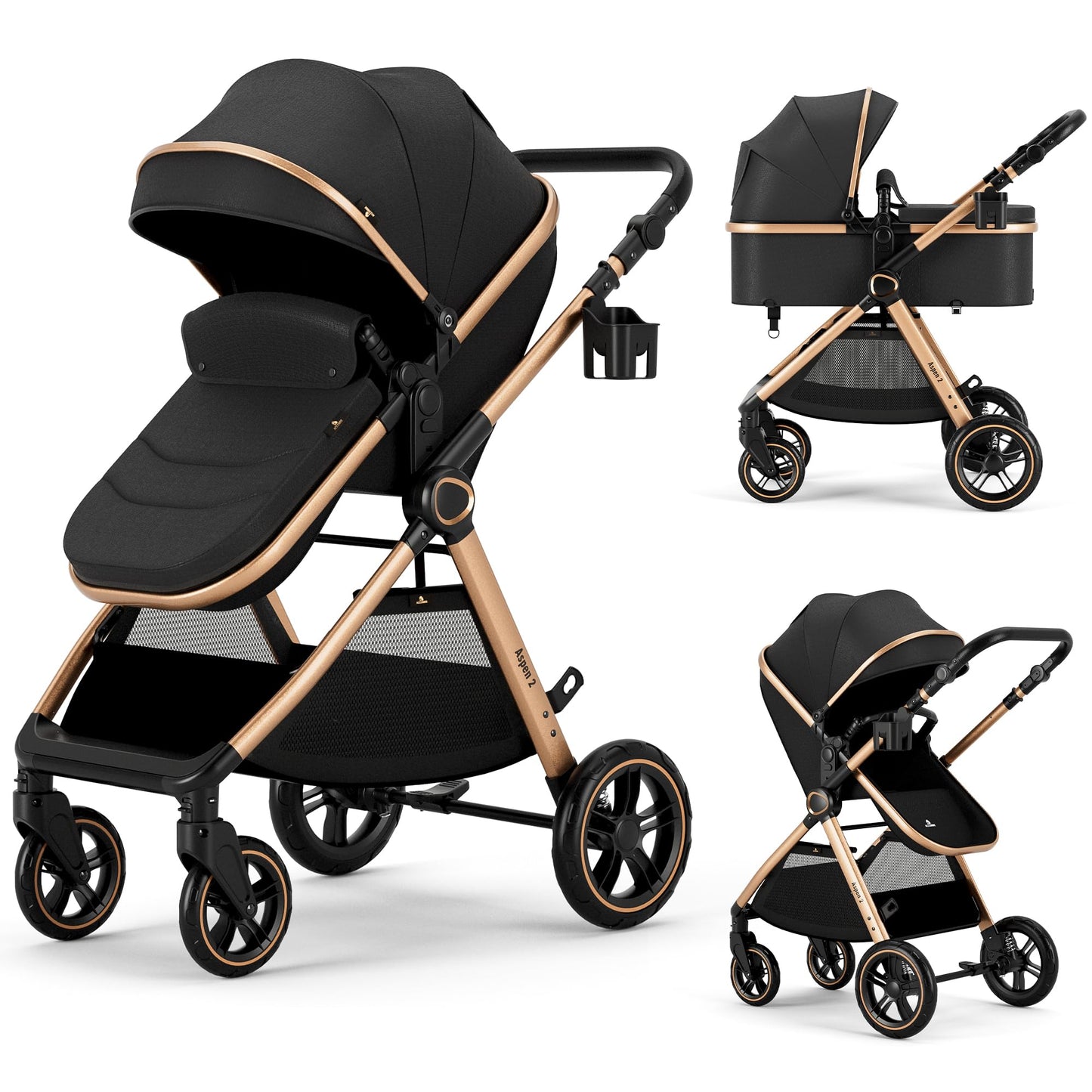 2-in-1 Convertible Baby Stroller with Bassinet Mode & Footmuff Included