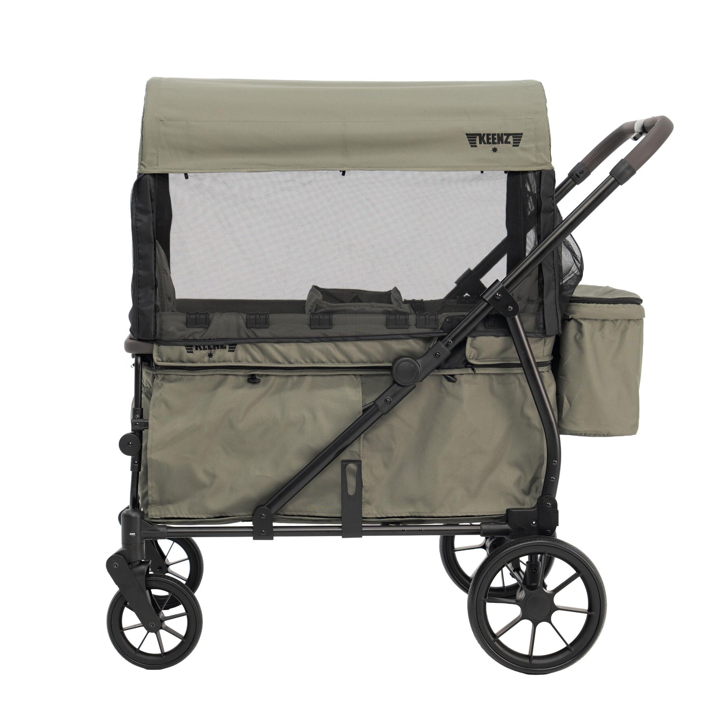 Compact Foldable Wagon Stroller with Canopy, Push-Pull Handle & EVA Wheels