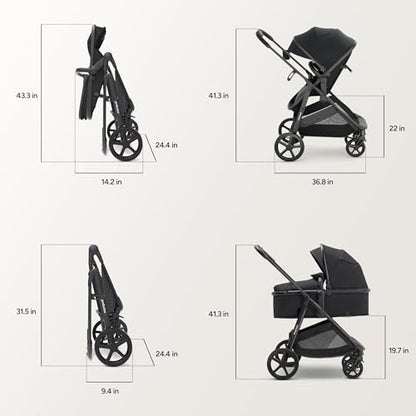 2-in-1 Convertible Baby Stroller with Pram Mode, Reversible Seat & Large UPF 50+ Canopy