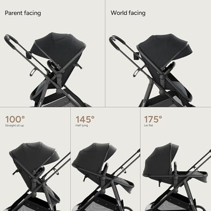 2-in-1 Convertible Baby Stroller with Pram Mode, Reversible Seat & Large UPF 50+ Canopy