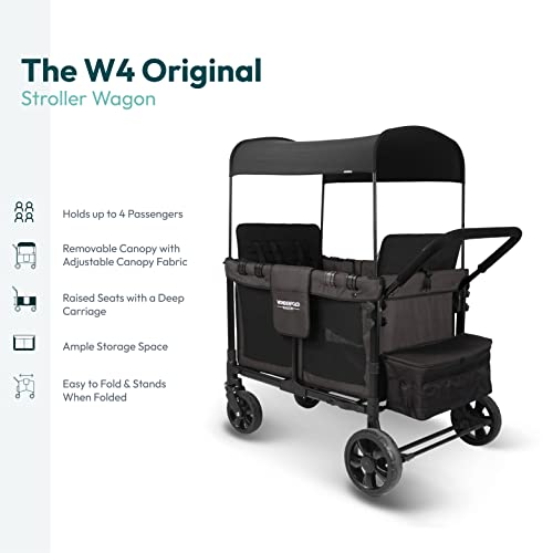 Premium 4-Seater Wagon Stroller with Removable Raised Seats & Adjustable Canopy