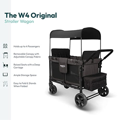 Premium 4-Seater Wagon Stroller with Removable Raised Seats & Adjustable Canopy