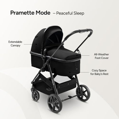 2-in-1 Convertible Baby Stroller with Pram Mode, Reversible Seat & Large UPF 50+ Canopy
