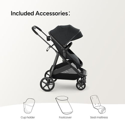 2-in-1 Convertible Baby Stroller with Pram Mode, Reversible Seat & Large UPF 50+ Canopy