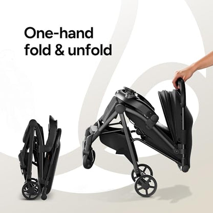 Lightweight Travel Stroller with One-Hand Fold, Snack Tray & Airplane-Ready Compact Design
