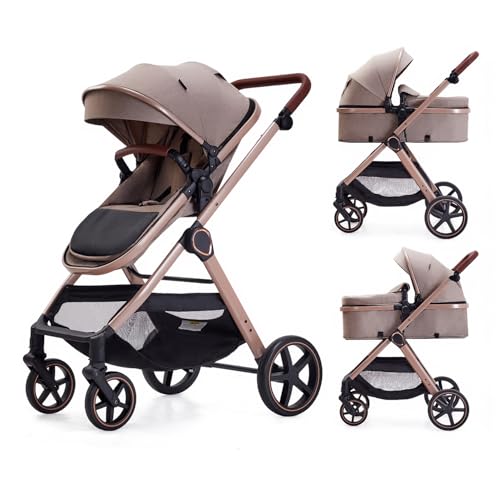 2-in-1 Convertible Baby Stroller with Bassinet Mode & Reversible Seat