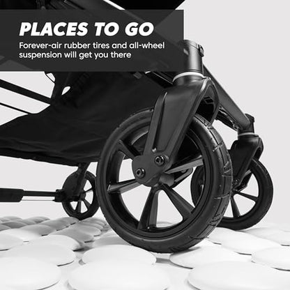 Baby Jogger City Mini GT2 All-Terrain Lightweight Stroller with Forever Air Tires One-Hand Fold and All-Wheel Suspension Pike Exclusive Includes Belly Bar Leatherette Handlebar & Premium Fabric