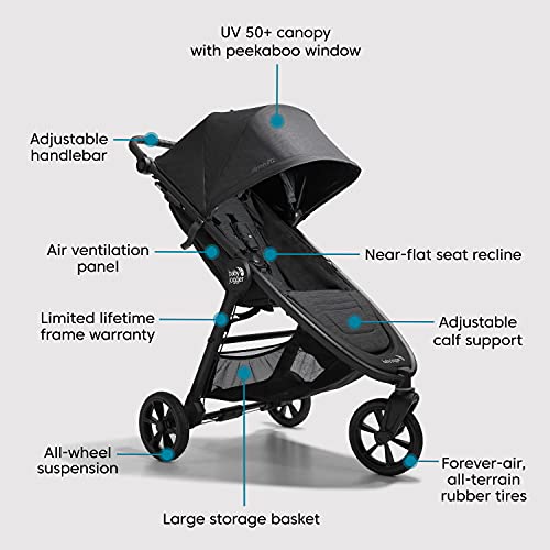 All-Terrain Jogging Stroller with Adjustable Handlebar, Parking Brake & Car Seat Adapter