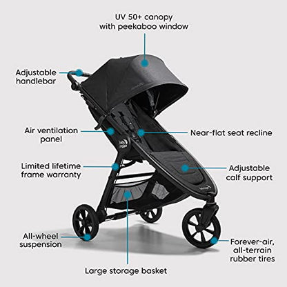 All-Terrain Jogging Stroller with Adjustable Handlebar, Parking Brake & Car Seat Adapter