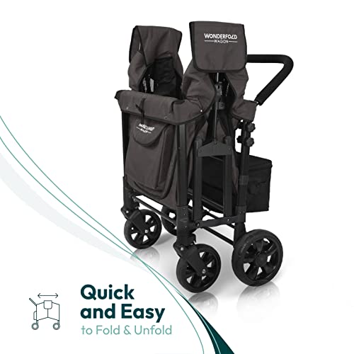 Premium 4-Seater Wagon Stroller with Removable Raised Seats & Adjustable Canopy