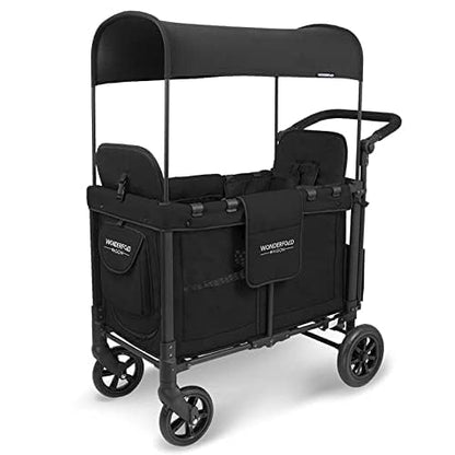 Stroller Wagon 2-Seater Collapsible with 5-Point Harness, Easy-Access Door & Adjustable Sun Canopy