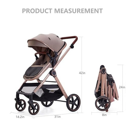 2-in-1 Convertible Baby Stroller with Bassinet Mode & Reversible Seat