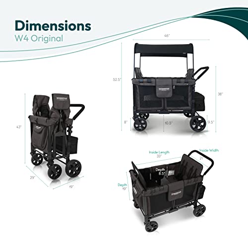 Premium 4-Seater Wagon Stroller with Removable Raised Seats & Adjustable Canopy