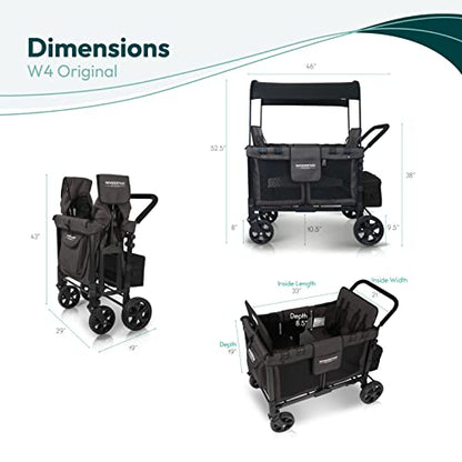 Premium 4-Seater Wagon Stroller with Removable Raised Seats & Adjustable Canopy