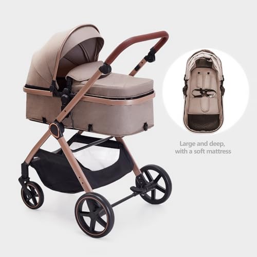 2-in-1 Convertible Baby Stroller with Bassinet Mode & Reversible Seat