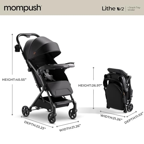 Lightweight Travel Stroller with One-Hand Fold, Snack Tray & Airplane-Ready Compact Design