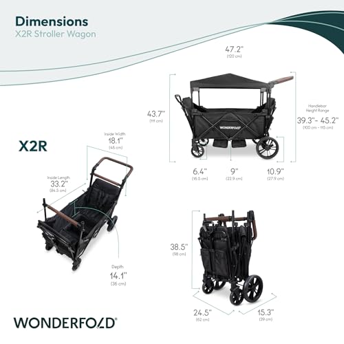 Push & Pull Collapsible Wagon Stroller for 2 Kids with 5-Point Harnesses & Removable Sun Canopy