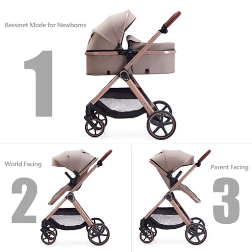 2-in-1 Convertible Baby Stroller with Bassinet Mode & Reversible Seat