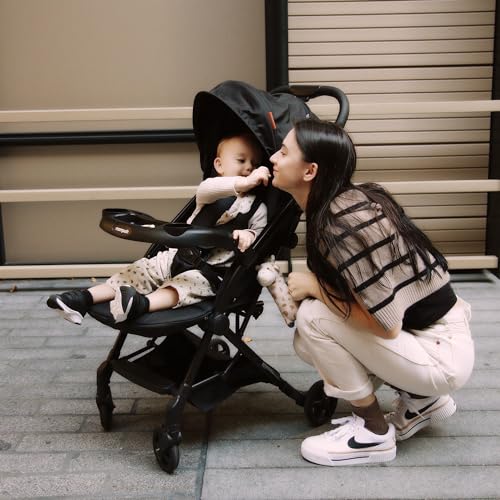 Lightweight Travel Stroller with One-Hand Fold, Snack Tray & Airplane-Ready Compact Design