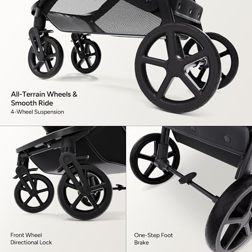 2-in-1 Convertible Baby Stroller with Pram Mode, Reversible Seat & Large UPF 50+ Canopy