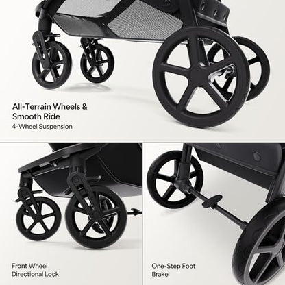 2-in-1 Convertible Baby Stroller with Pram Mode, Reversible Seat & Large UPF 50+ Canopy