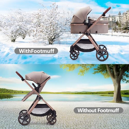 2-in-1 Convertible Baby Stroller with Bassinet Mode & Reversible Seat