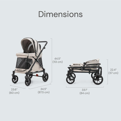 All-Terrain Multi-Use Kids Wagon Stroller with Magnetic Safety Harness, Rain Cover & High Weight Capacity