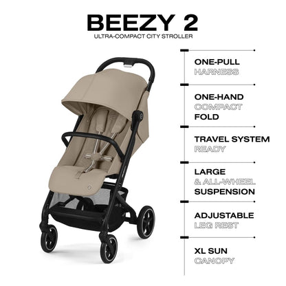 Compact Lightweight Travel Stroller with Car Seat Compatibility & Easy Fold Design