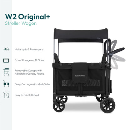 Stroller Wagon 2-Seater Collapsible with 5-Point Harness, Easy-Access Door & Adjustable Sun Canopy