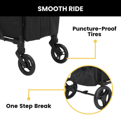 All-Terrain Wagon Stroller with Foldable Frame, Adjustable Handlebar & Storage Basket