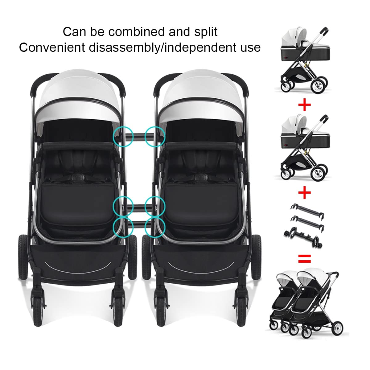 Twin Stroller for Newborn and Toddler with Independent Seats & One-Hand Fold Compact Design