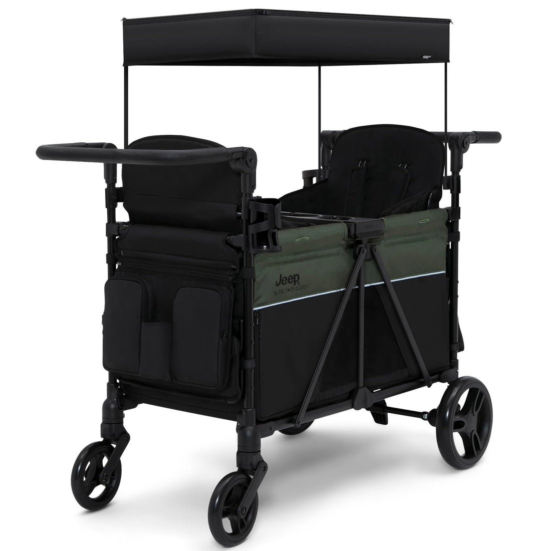 All-Terrain Stroller Wagon with Easy Push & Pull Design, Storage Basket & Folding Frame