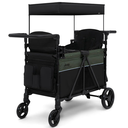 All-Terrain Stroller Wagon with Easy Push & Pull Design, Storage Basket & Folding Frame