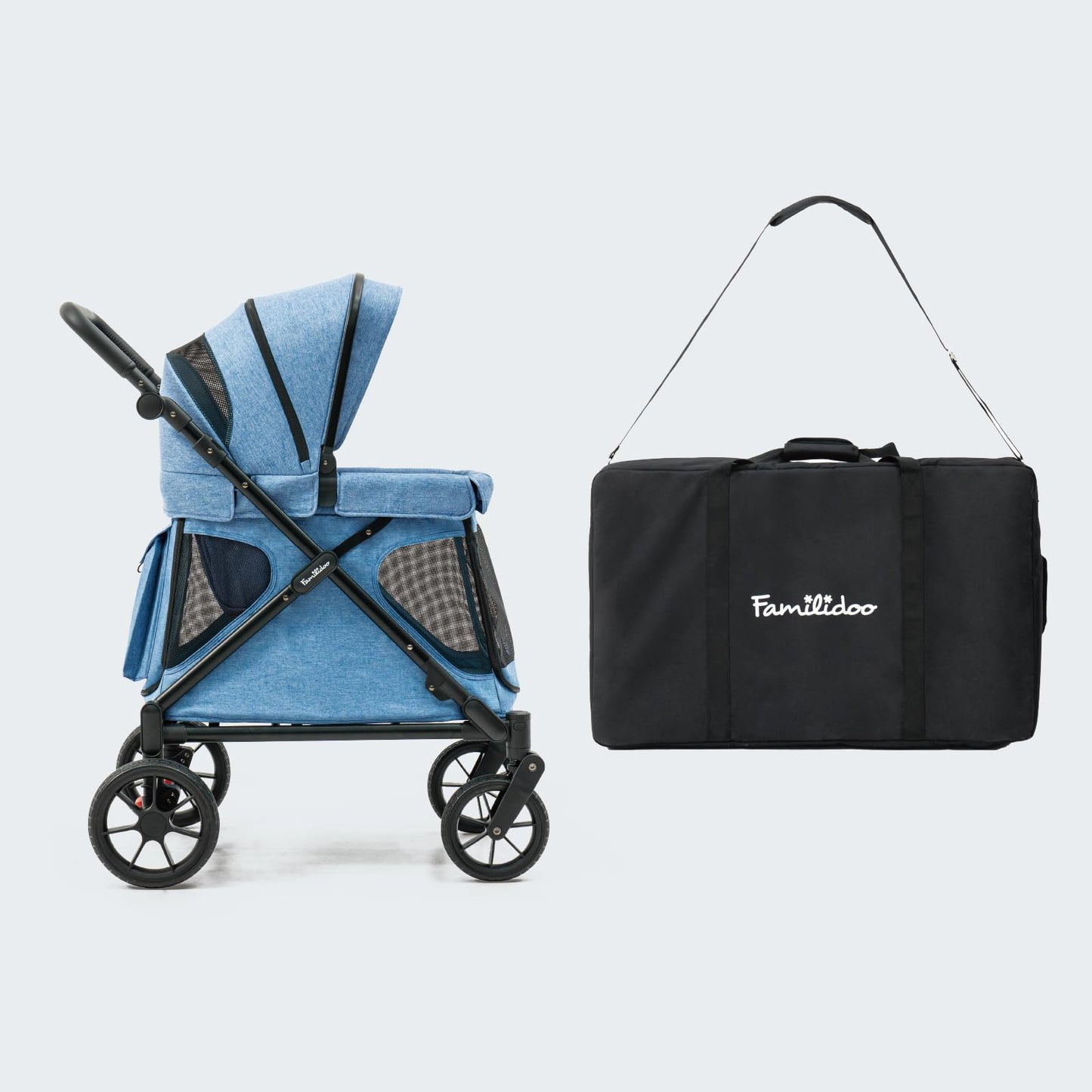 All-Terrain Multi-Use Kids Wagon Stroller with Magnetic Safety Harness, Rain Cover & High Weight Capacity