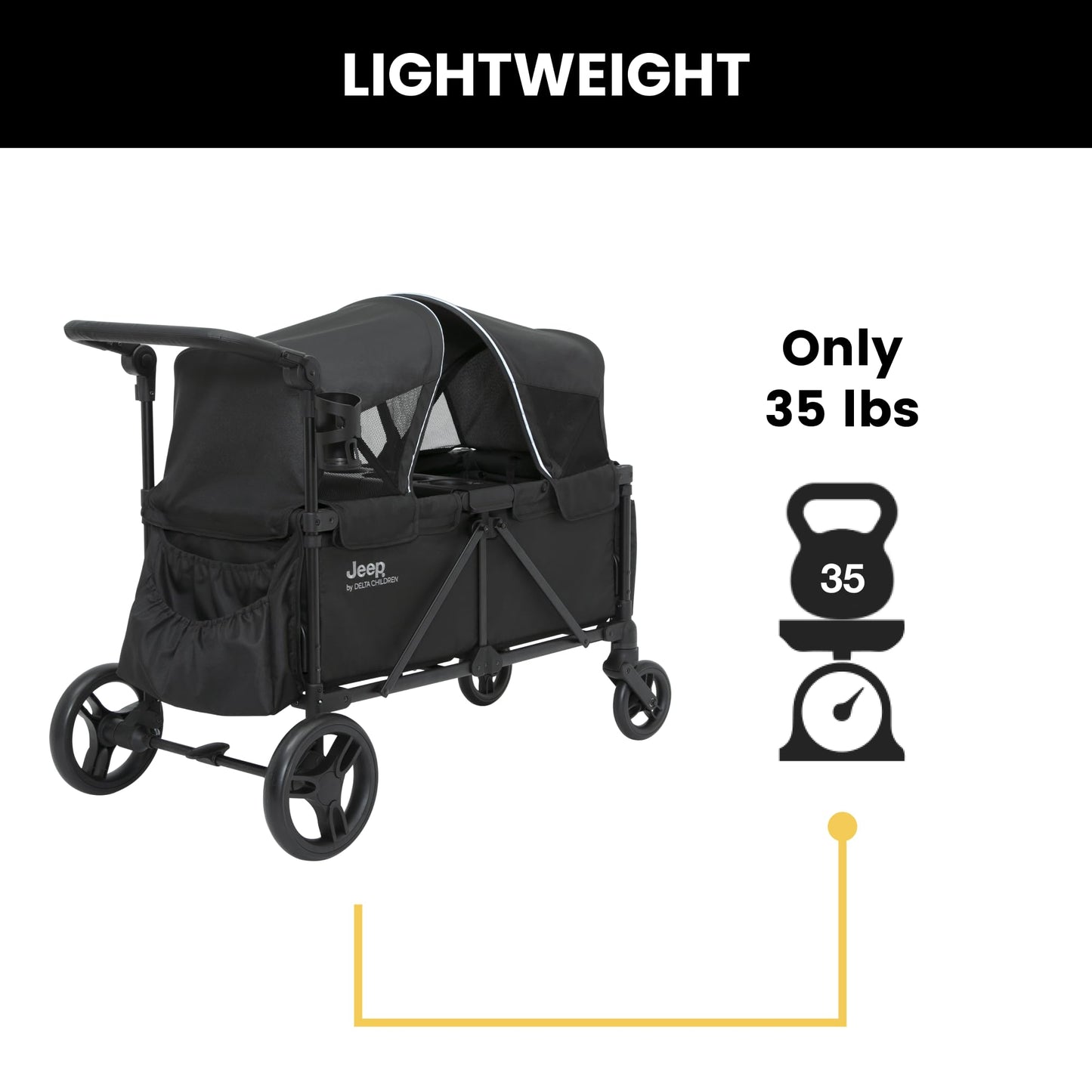 All-Terrain Wagon Stroller with Foldable Frame, Adjustable Handlebar & Storage Basket