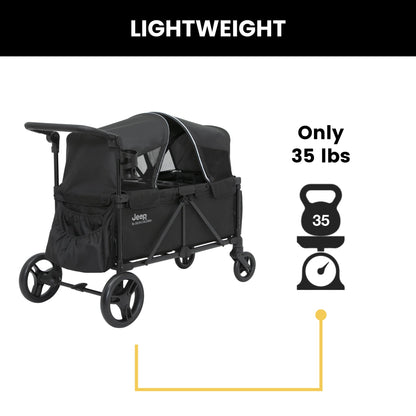 All-Terrain Wagon Stroller with Foldable Frame, Adjustable Handlebar & Storage Basket