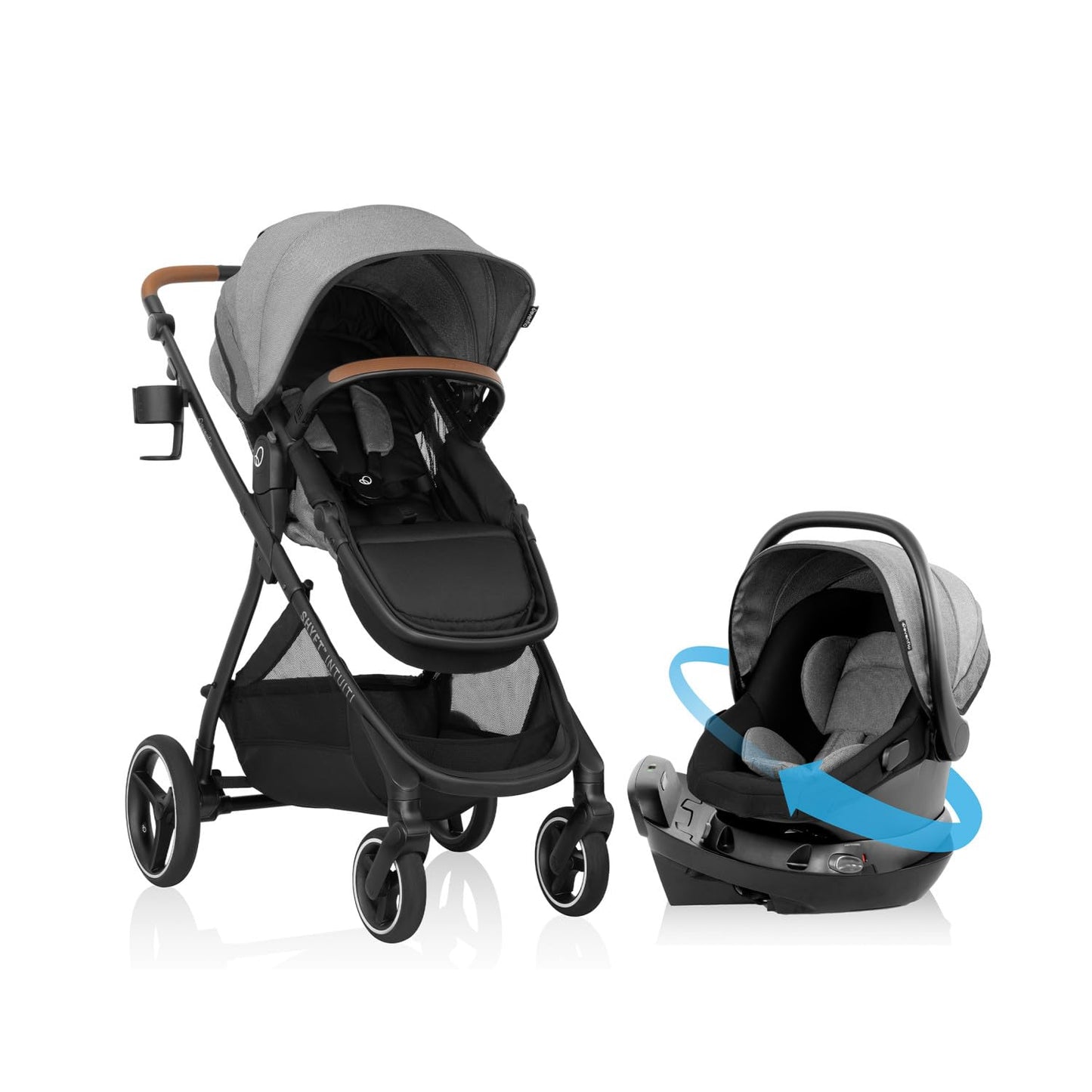 Travel System Stroller with Rotating Infant Car Seat & Lightweight Modular Design