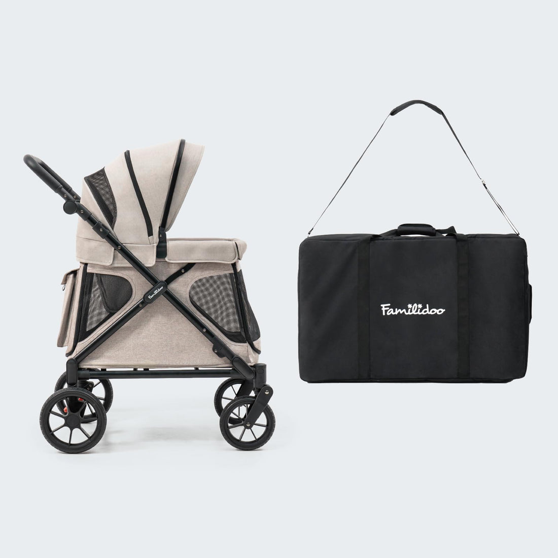All-Terrain Multi-Use Kids Wagon Stroller with Magnetic Safety Harness, Rain Cover & High Weight Capacity