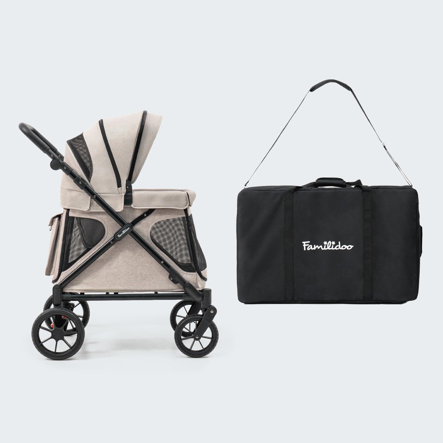 All-Terrain Multi-Use Kids Wagon Stroller with Magnetic Safety Harness, Rain Cover & High Weight Capacity