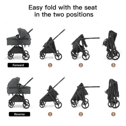 3-in-1 Baby Stroller Convertible Travel System with Bassinet Mode