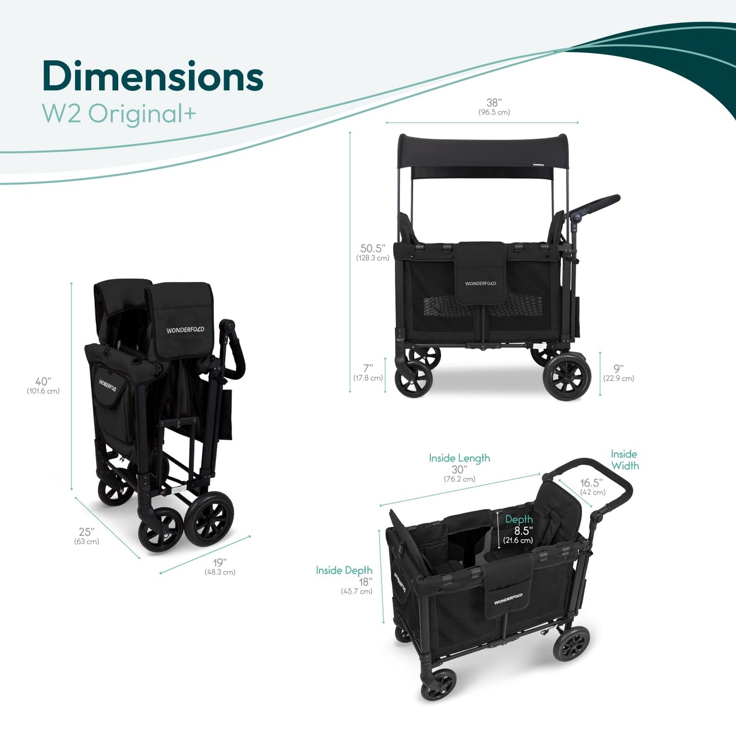 Stroller Wagon 2-Seater Collapsible with 5-Point Harness, Easy-Access Door & Adjustable Sun Canopy