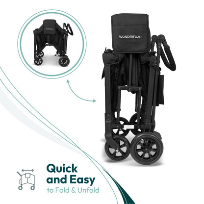 Stroller Wagon 2-Seater Collapsible with 5-Point Harness, Easy-Access Door & Adjustable Sun Canopy