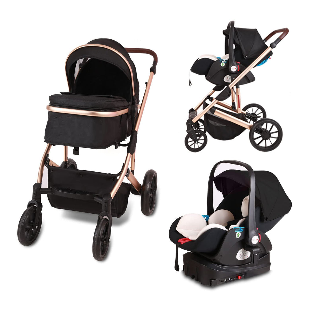 2-in-1 Baby Stroller with Reversible Bassinet, Adjustable Backrest & All-Terrain Suspension