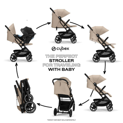 Compact Lightweight Travel Stroller with Car Seat Compatibility & Easy Fold Design