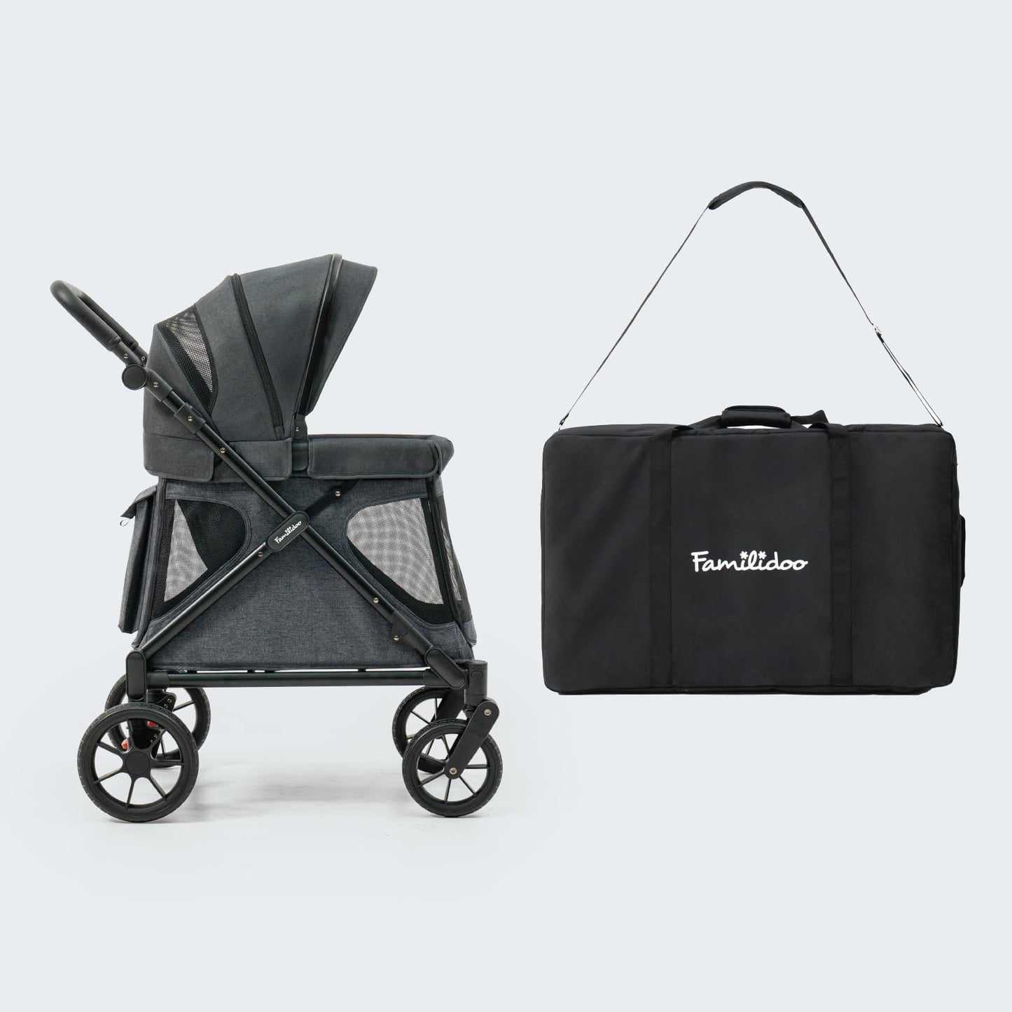 All-Terrain Multi-Use Kids Wagon Stroller with Magnetic Safety Harness, Rain Cover & High Weight Capacity