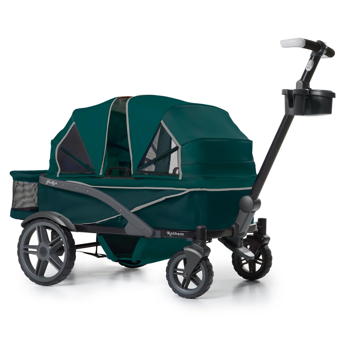 Quad All-Terrain Wagon Stroller with Easy Push & Pull, Removable Canopy & Foldable Design