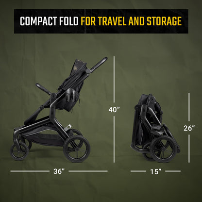 All-Terrain Rugged Stroller with Adjustable Canopy & Storage Basket