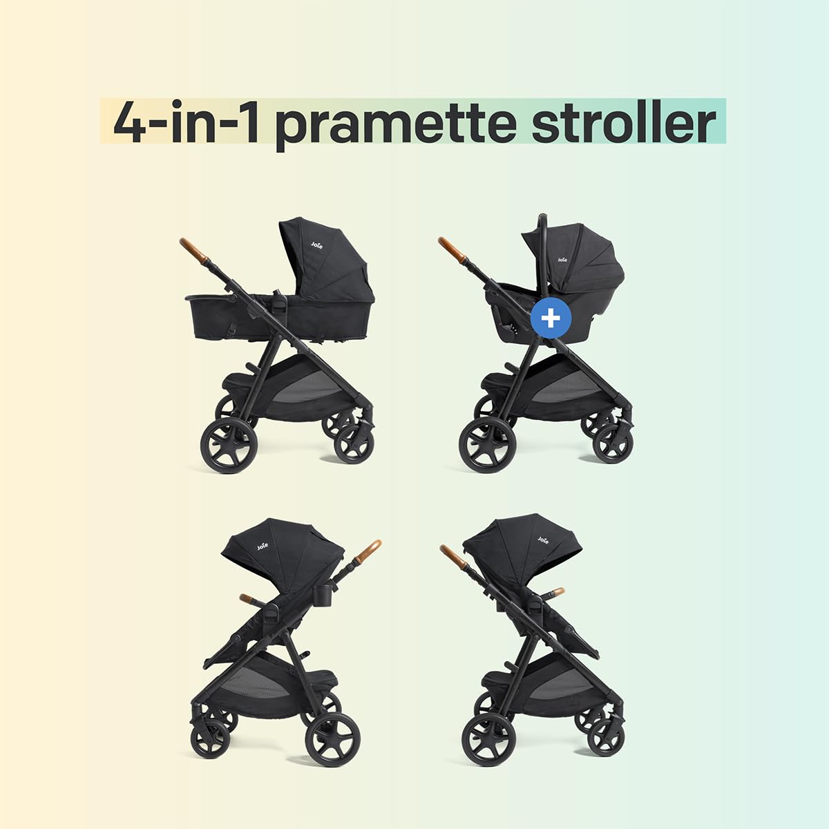 4-in-1 Travel System Stroller with Infant Car Seat & All-Terrain Stroller Design
